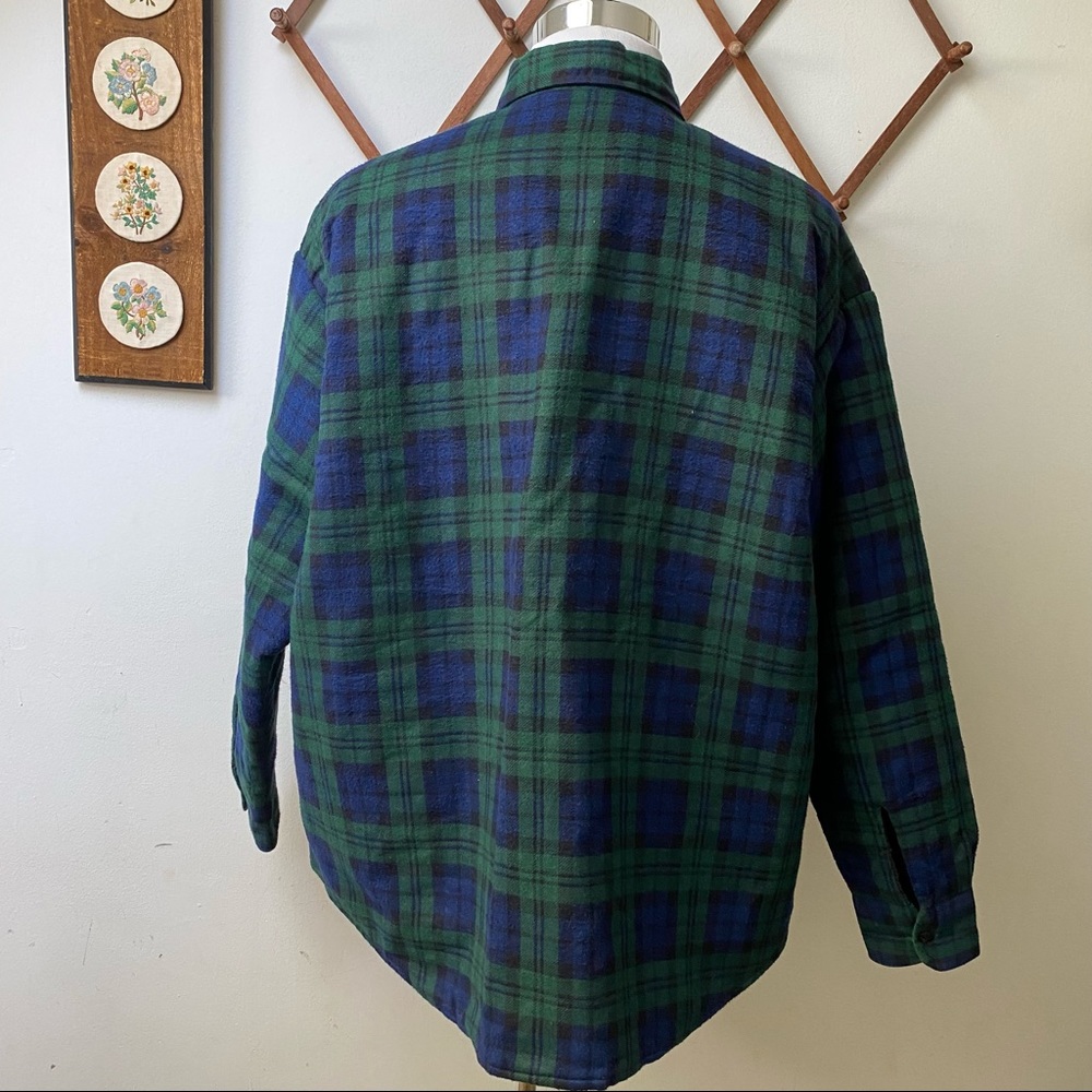 Vintage Plaid Flannel Quilted Lined Shirt Jacket - Picture 6 of 12